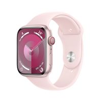 APPLE Watch Series 9 GPS + Cellular 45 mm różowa aluminiowa koperta z jasnoróżowym paskiem sportowym - M/L