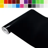 DecoMeister Uni Folien – Küchenfolie für Möbel – Dekorative Möbelfolie – Selbstklebende PVC Folie – Einheitliche Farbe – 45x240 cm Schwarz Glanz