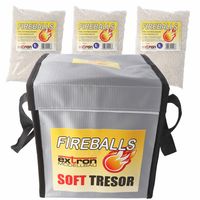 Fireballs Feuerlöschgranulat Tresor Bundle für Lithium Akkus, Brandschutz, Löschmittel 3x1 Liter inkl. Soft-Tresor