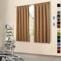 heimtexland ® 2 Stück Thermo Verdunkelungsvorhänge Sonnenschutz Kälteisolierung Verdunkelungsgardinen Kräuselband Vorhang Typ139 Camel HxB 175 x 135 cm