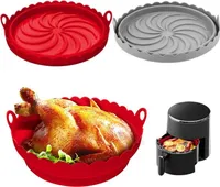 2 Stück Silikon Backform Für Heißluftfritteuse Silikonform 20.5CM Faltbar Airfryer Silikon Backform Airfryer Zubehör