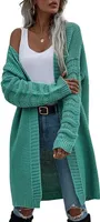 ASKSA Damen Strickmantel Lang Fledermausärmel strickcardigan Pullover Outwear, Grün, L
