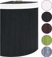 vidaXL Rohový kôš na bielizeň Bamboo Black 60 L