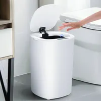 Sensor Mülleimer, Berührungsloser Mülleimer mit Deckel, Intelligenter Mülleimer, Automatischer Mülleimer mit Bewegungssensor, Weiß