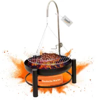Lemodo Holzkohlegrill | Schwenkgrill mit Kurbel zur Höhenverstellung | Feuerschale mit Grillrost| Hängegrill für Gulaschkessel | auch als Feuerkorb nutzbar