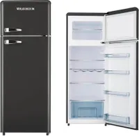 Wolkenstein Retro Kühl-Gefrierkombination Schwarz 211 L freistehend Kühlschrank