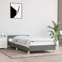Ankonbej Bettgestell mit Kopfteil Dunkelgrau 100x200 cm Stoff