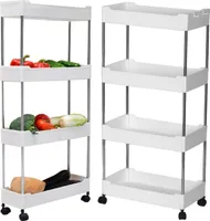 Pojazdná skrinka kuchynský, kúpeľňový regál na kolieskach biela 90 cm
