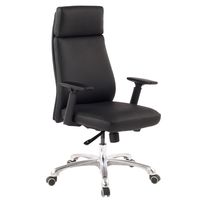 AMSTYLE Bürostuhl PORTO Echt-Leder Schwarz ergonomisch mit Kopfstütze | Design Chefsessel Schreibtischstuhl ergonomisch mit Wippfunktion | Drehstuhl mit Armlehnen X-XL 120 kg