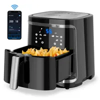 Aigostar Cube Smart - 7L intelligente Heißluftfritteuse, Friteuse Heissluft 1900 W Heissluftfriteuse, 7 Programmen, Warmhalten, 20 Rezepte, ohne Öl, für 6-10 Personen, Air Fryer mit Digitalem LED-Touchscreen, Schwarz
