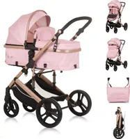 Chipolino Kinderwagen 2 in 1 Amore Getränkehalter Wickeltasche Fußabdeckung Korb rosa