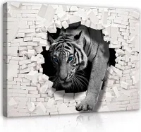 Leinwandbild Tiger Leopard Tiere 120x80 cm XXL Modern Canvas Bilder Leinwandbilder Schlafzimmer Wohnzimmer Wandbilder Kunstdruck Wand Bild auf Leinwand Aufhängefertig