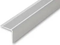 (14,24EUR/m) 43 x 43 x 1000 mm Treppenwinkel silberfarben ungebohrt Treppenkantenprofil Treppenkante grob gerieft, stabil und rutschhemmend Innenmaß 40 x 40 mm