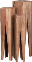 Satztisch FineBuy Massivholz Blumentisch 3er Set Säulentisch Dekosäule Eckig