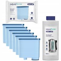 6X Aquafloow Cleani vodní filtry pro kávovary Saeco / Philips + odvápňovač