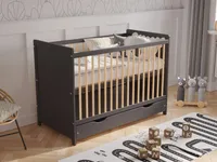 Babybett Gitterbett mit Schublade und Aloe Vera Matratze 120 x 60 cm + Sicherheitsbarriere
