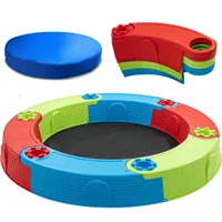 Großer Sandkasten Sandburg für Kinder, Kunststoffsandkasten Ø 170 cm, . Einfacher Aufbau!  Wasserdichte Sandkasten Abdeckung und Innenmatte inklusive!