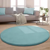 Kinderteppich Rund Kinderzimmer Teppich Baby Spielteppich Flauschig Rutschfest Grösse 80 cm Rund