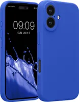 kwmobile Handyhülle kompatibel mit Apple iPhone 16 Hülle - gummierte Handy Case aus Silikon in Baltik Blau