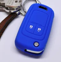Auto Schlüssel Silikon Schutz Hülle Blau kompatibel mit Opel Chevrolet ab 2008 2 Tasten Klappschlüssel