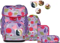 Ergobag Schulranzen-Set CUBO BlütenzauBär 5-teilig, höhenverstellbar