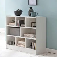 WOHNLING Bücherregal WL5.819 Weiß 80x68,5x29,5 cm Regal Standregal Modern | Flurregal Schuhregal Schmal | Design Dekoregal Holz | Holzregal mit Fächern | Ablageregal Wohnzimmer Abstellraum