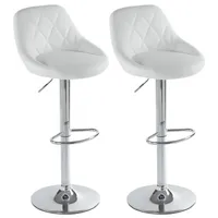 FCH 2er Set Barhocker Barstuhl 360° Drehstuhl Höhenverstellbar Tresenhocker Küchenhocker, Weiß