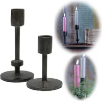 LS-LebenStil Vintage Kerzenständer Dehli Schwarz 2er Set 10/15cm Eisen Kerzenhalter für Stabkerzen Stabkerzenhalter Kerzenleuchter