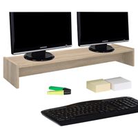 Monitorständer ZOOM für 2 Monitore Bildschirmerhöhung Schreibtischaufsatz Tischaufsatz 100 x 15 x 27 cm in Sonoma Eiche