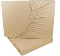 2er Set Jersey Spannbettlaken Beige 90x200 - 100x200 cm 100% Baumwolle