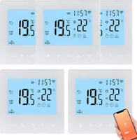 5X digitální LCD Tuya WiFi pokojový termostat, programovatelný termostat pro 3A ohřev vody, nástěnný termostat pro skryté podlahové vytápění, vnitřní teploměr, modrý