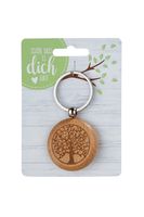 1 Schlüsselanhänger " Lebensbaum ", aus Holz,  auf einer Geschenkkarte