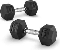 10 kg single Hexagon compact dumbbell pair, Hex dumbbell rubber, Hex compact dumbbell