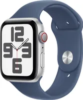 Apple Watch SE (2022) GPS + Cellular 44mm silber mit Sportarmband S/M Denim