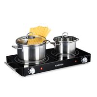 Klarstein Infrarot-Herdplatte, 2 Kochfelder 3000W, Mobile Kochplatte Freistehend, Schnelle 2er Kochplatte aus Glaskeramik, Elektrische Kochplatte Doppel für Camping, Kochplatten 2er Elektrisch