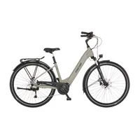 FISCHER E-Bike Pedelec City Cita 3.3, Rahmenhöhe 50 cm, 28 Zoll, Akku 522 Wh, Mittelmotor, tiefer Einstieg, Kettenschaltung, LCD Display, zementgreige