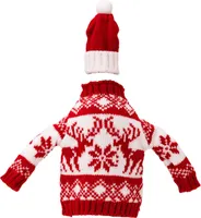 Rotweinflaschenhülle, Champagnerflaschenhalter, Elch-Schneeflockendruck, Strickflaschenhülle, Weihnachtsdekoration, Partyzubehör