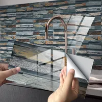 COOL-i ® Fliesenaufkleber, 12 Stück 3D Fliesenaufkleber, 20 x 10 cm Selbstklebende Wandaufkleber Granit PVC Fliesenfolie DIY Deko für Fliesen, Küche, Bad, Holzoberflächen und Treppen