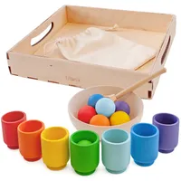 Ulanik Montessori dřevěná hračka "Duha: kuličky v kelímcích" 3 cm