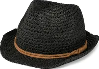 styleBREAKER Trilby Hut in leichter Häkel Optik mit Zierband und Krempe, Sonnenhut, Papierhut, Strohhut, Uni 04025026