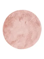 Fellteppich Furry Rosa ø 120 cm rund Wohnzimmer  Rutschfest Waschbar Hochflor benuta Flauschig Plüsch Shaggy Weich