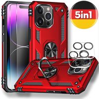Case Outdoor mit Kameraschutz Panzerfolie für iPhone 11 Handyhülle 360 Grad Schutz Glasfolie Schutzfolie Rot