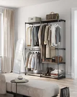 SONGMICS Kleiderschrank offen, Kleiderständer, Kleiderstange, Garderobe, 43 x 138 x 182 cm, 3 Hängefächer