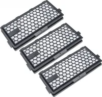 vhbw 3x Staubsaugerfilter kompatibel mit Miele Compact C1 Staubsauger - HEPA-Aktivkohlefilter Schwarz Weiß