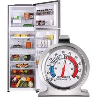 Refrigerator Thermometer Stainless Steel Kitchen Thermometer, Kühlschrankthermometer Large Dial with Red Display, Temperature Meter for Refrigerators