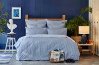 Nautica Home Darya Bettwäsche Set Seersucker Farbe Blau Größe 200x200cm + 2x 80x80cm