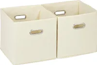 MODFU 2er Set Faltbox Klappbox AufbewahrungsboxStoff Stoff Kiste Faltschachtel Regalbox Aufbewahrung Boxas Weiß