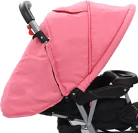 vidaXL Tandem-Kinderwagen Stahl Rosa und Schwarz