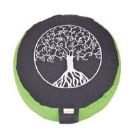 Meditationskissen Glückssitz® Lebensbaum Farbe - grau / apfelgrün