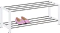 Schuhregal DUBLIN mit 2 Ablagen in weiß. Robustes Metallregal mit edel verchromter Schuhablage. Flurmöbel Schuhaufbewahrung, Organizer für den Flur.